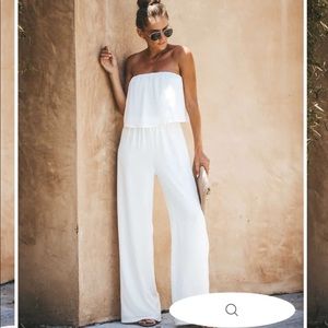 Vici White Strapless Jumpsuit